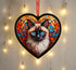 Siamese Cat Stained Glass Effect Heart Suncatcher